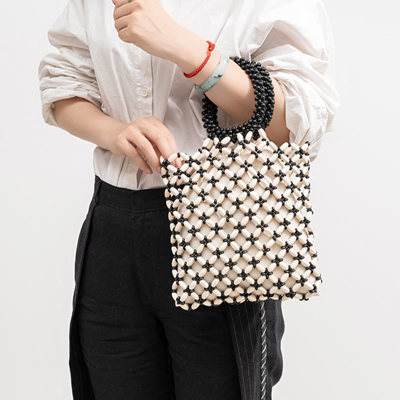 Hand-woven Lozenge Wooden Beads Spiritual Jewelry Bag