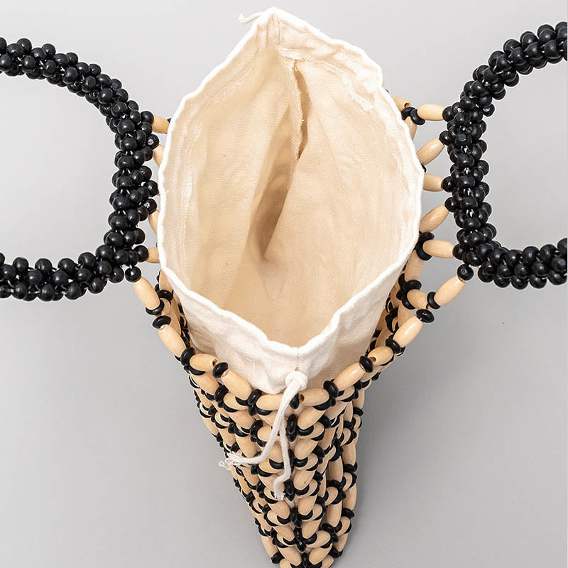 Hand-woven Lozenge Wooden Beads Spiritual Jewelry Bag