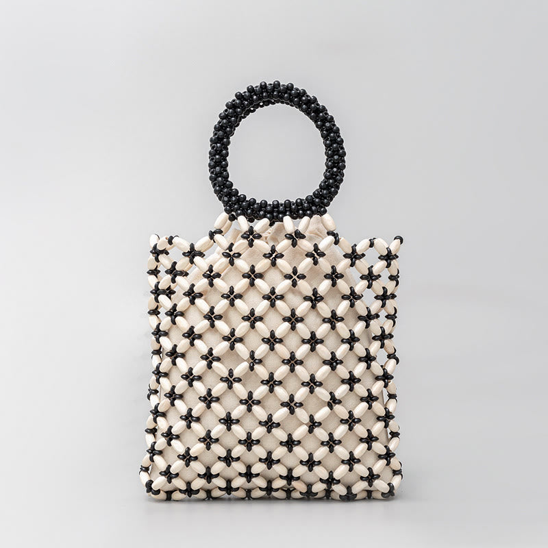 Hand-woven Lozenge Wooden Beads Spiritual Jewelry Bag
