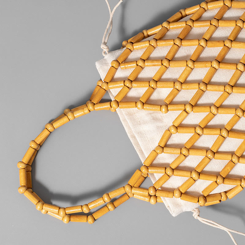 Hand-woven Mesh Hollow Wooden Beads Bag | Spiritual Jewelry