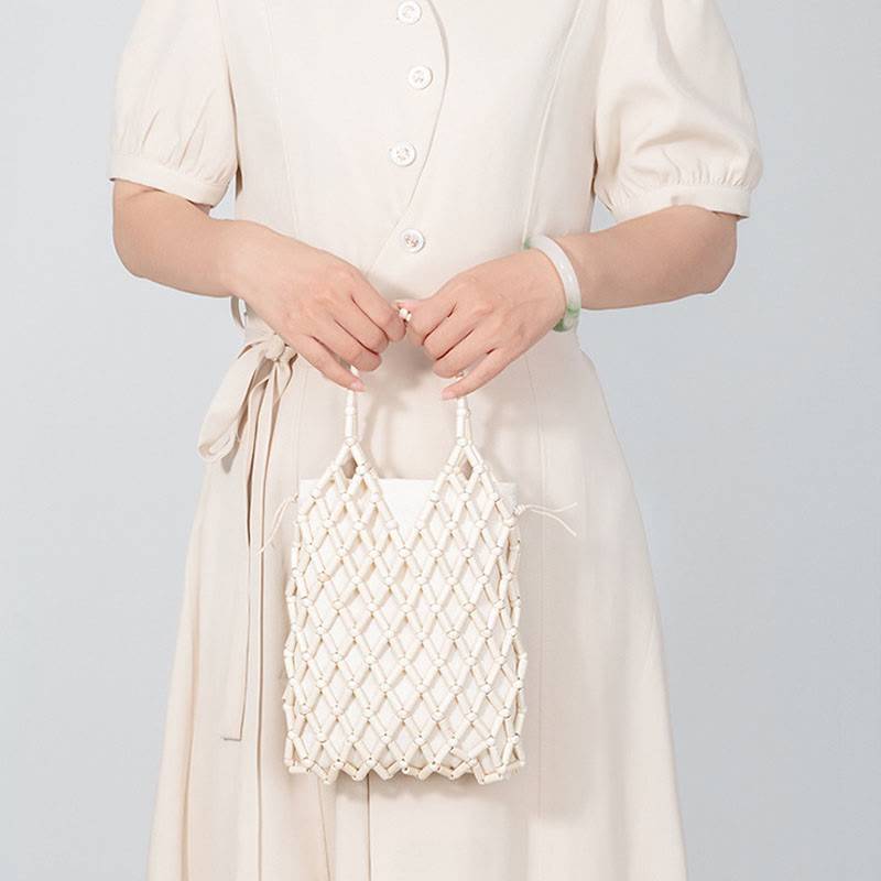 Hand-woven Mesh Hollow Wooden Beads Bag | Spiritual Jewelry