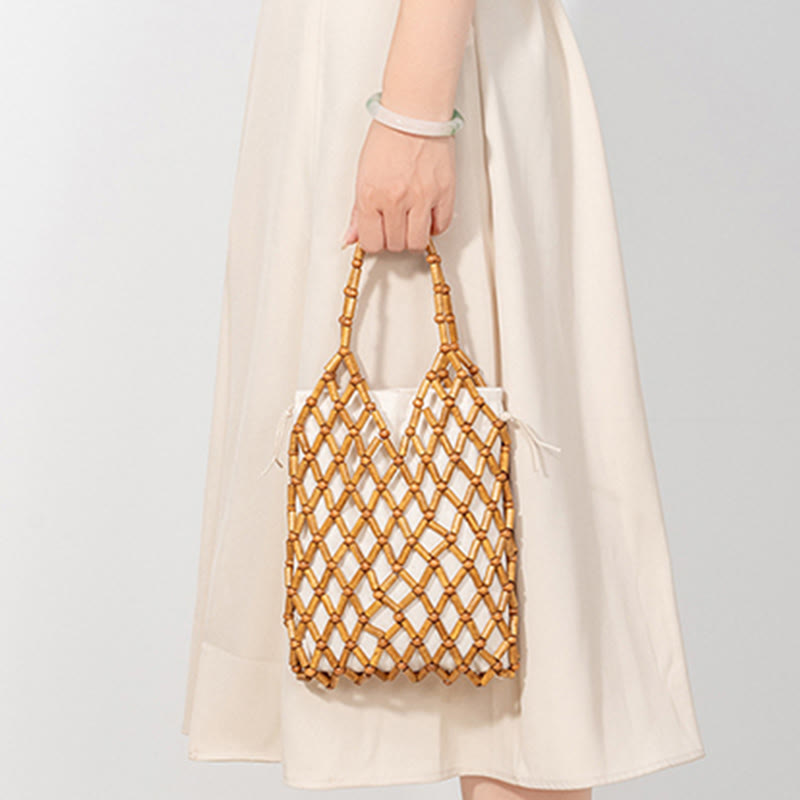Hand-woven Mesh Hollow Wooden Beads Bag | Spiritual Jewelry
