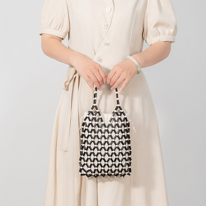 Hand-woven Mesh Hollow Wooden Beads Bag | Spiritual Jewelry