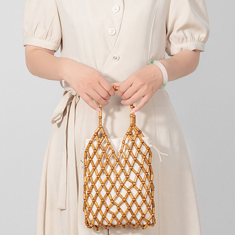 Hand-woven Mesh Hollow Wooden Beads Bag | Spiritual Jewelry