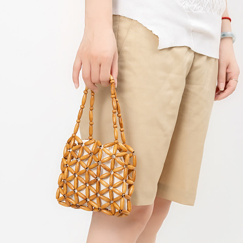 Hand-woven Mini Wooden Beads Spiritual Jewelry Bag