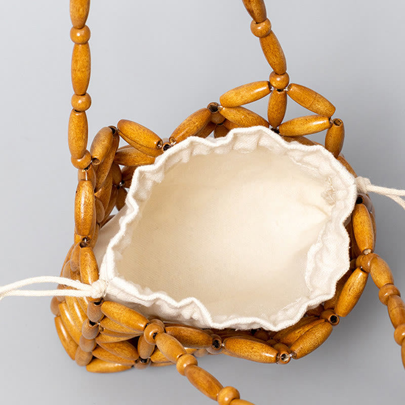 Hand-woven Mini Wooden Beads Spiritual Jewelry Bag
