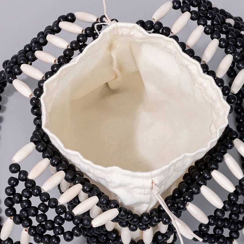 Hand-woven Round Wooden Beads Shoulder Bag | Spiritual Accessory