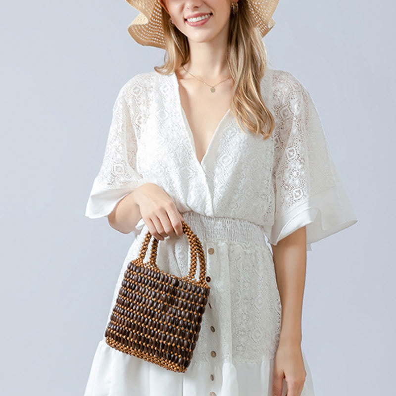 Hand-woven Wooden Beads Handbag - Bohemian Spiritual Bag