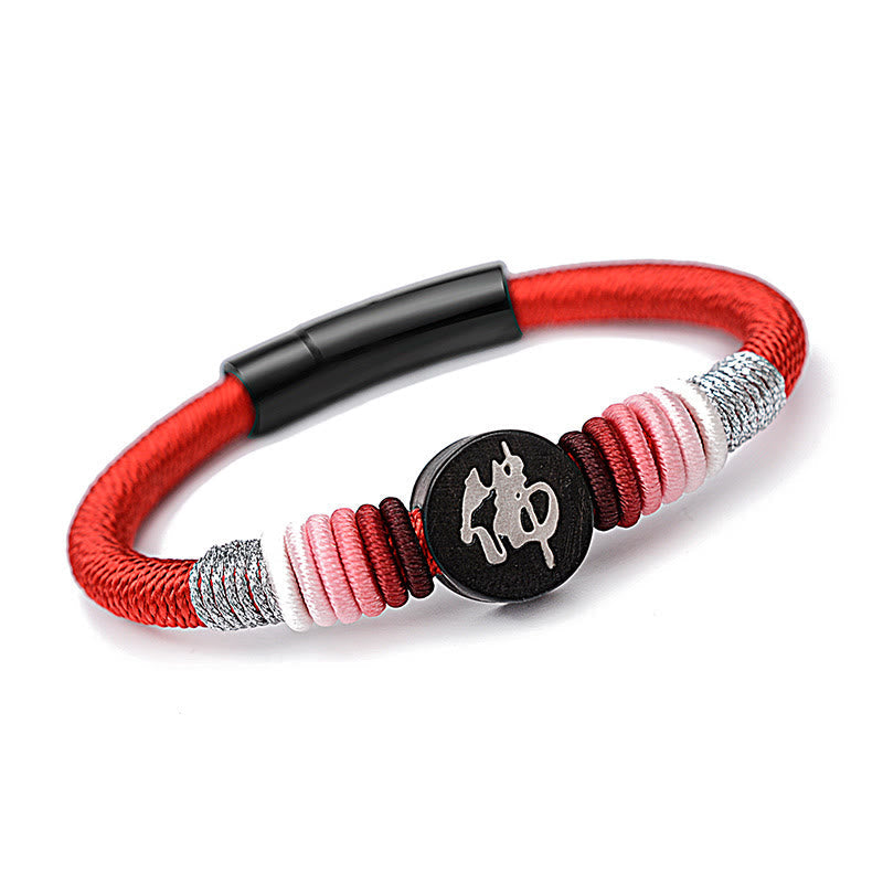 Handcrafted Ebony Buddha Bracelet with Red String | Protection