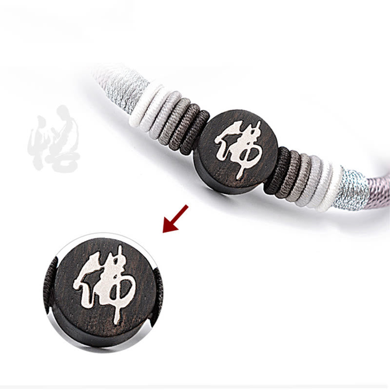 Handcrafted Ebony Buddha Bracelet with Red String | Protection