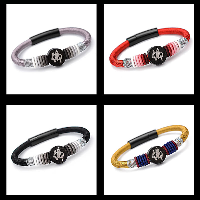 Handcrafted Ebony Buddha Bracelet with Red String | Protection