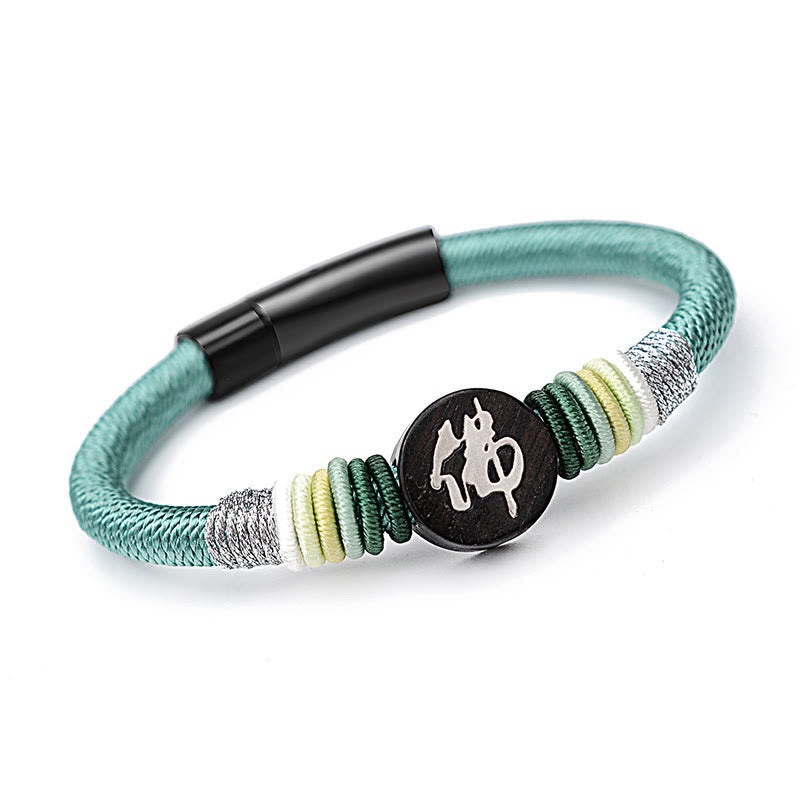 Handcrafted Ebony Buddha Bracelet with Red String | Protection