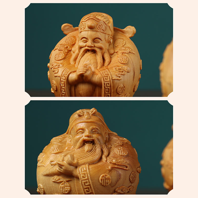 Handcrafted Feng Shui Mini Three Stars Wood Prosperity Decoration