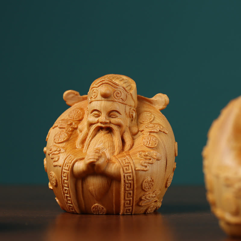 Handcrafted Feng Shui Mini Three Stars Wood Prosperity Decoration