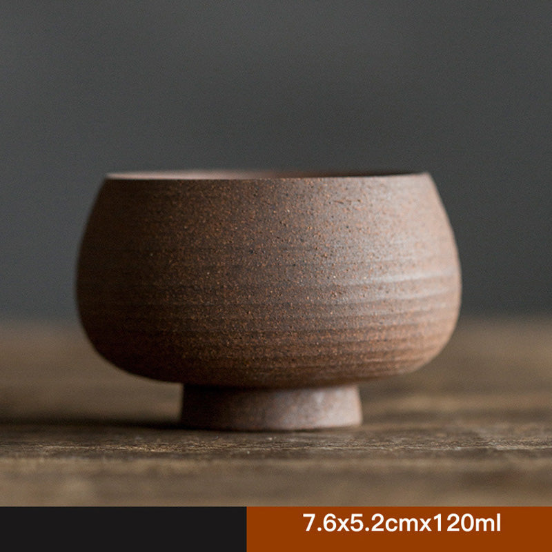 Handcrafted Retro Brown Ceramic Zen Teacup for Mindful Tea Rituals