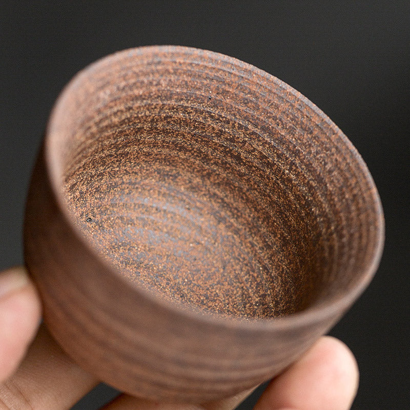 Handcrafted Retro Brown Ceramic Zen Teacup for Mindful Tea Rituals