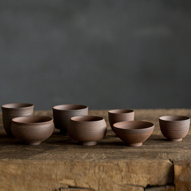 Handcrafted Retro Brown Ceramic Zen Teacup for Mindful Tea Rituals