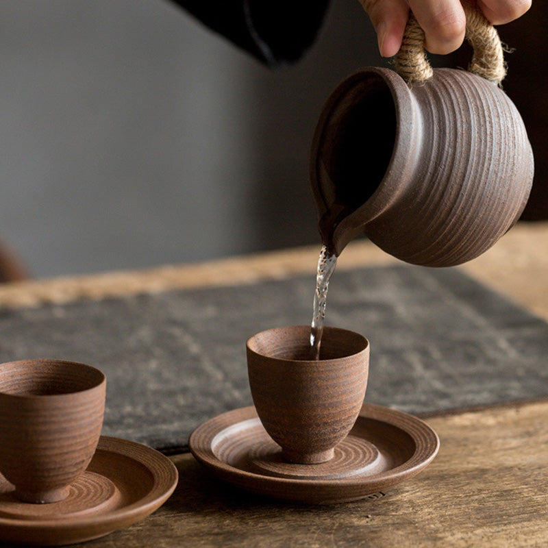Handcrafted Retro Brown Ceramic Zen Teacup for Mindful Tea Rituals