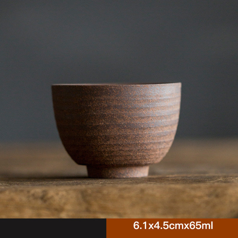 Handcrafted Retro Brown Ceramic Zen Teacup for Mindful Tea Rituals