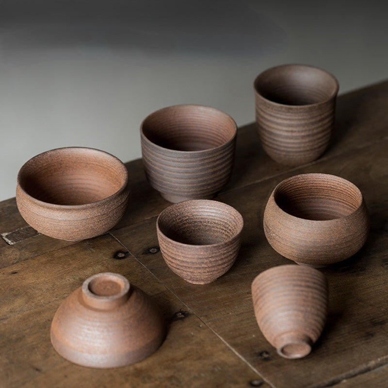 Handcrafted Retro Brown Ceramic Zen Teacup for Mindful Tea Rituals
