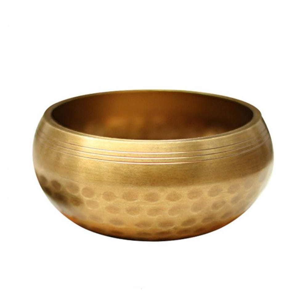 Hammered brass singing bowl with smooth rim for meditation and relaxation purposes