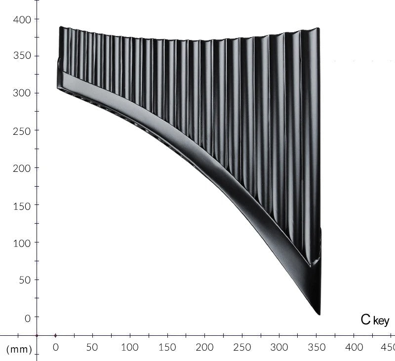 Handmade Bamboo Pan Flute with 22 pipes in a curved pattern, tuned to G/C key