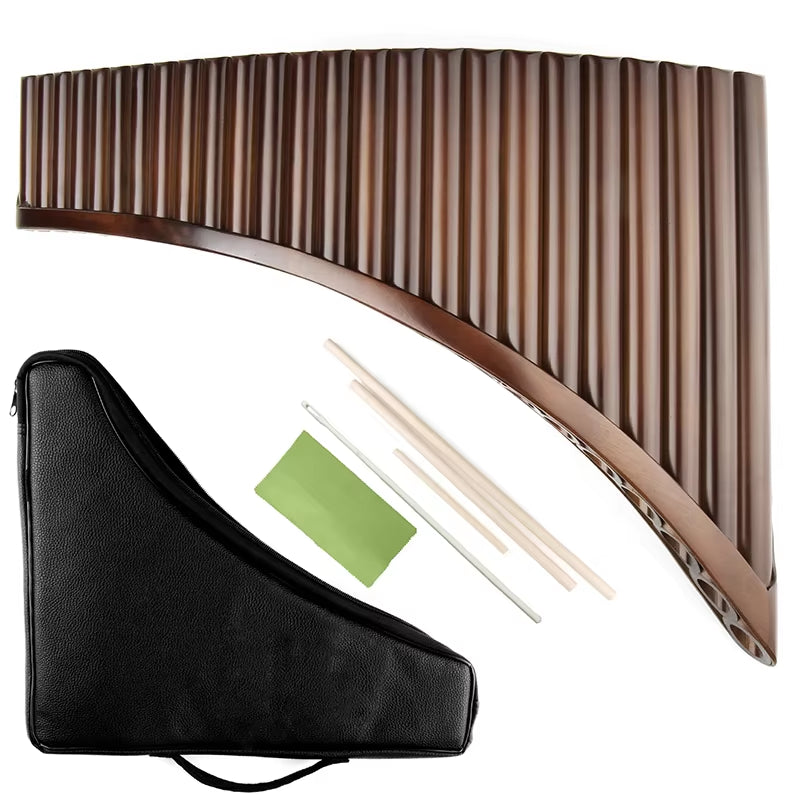 Handmade Bamboo Pan Flute G Key with carrying case and cleaning accessories