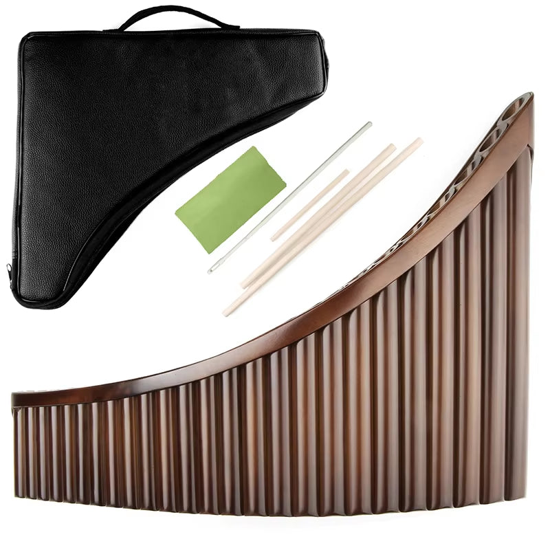 Handmade Bamboo Pan Flute G Key with curved wooden pipes in descending order