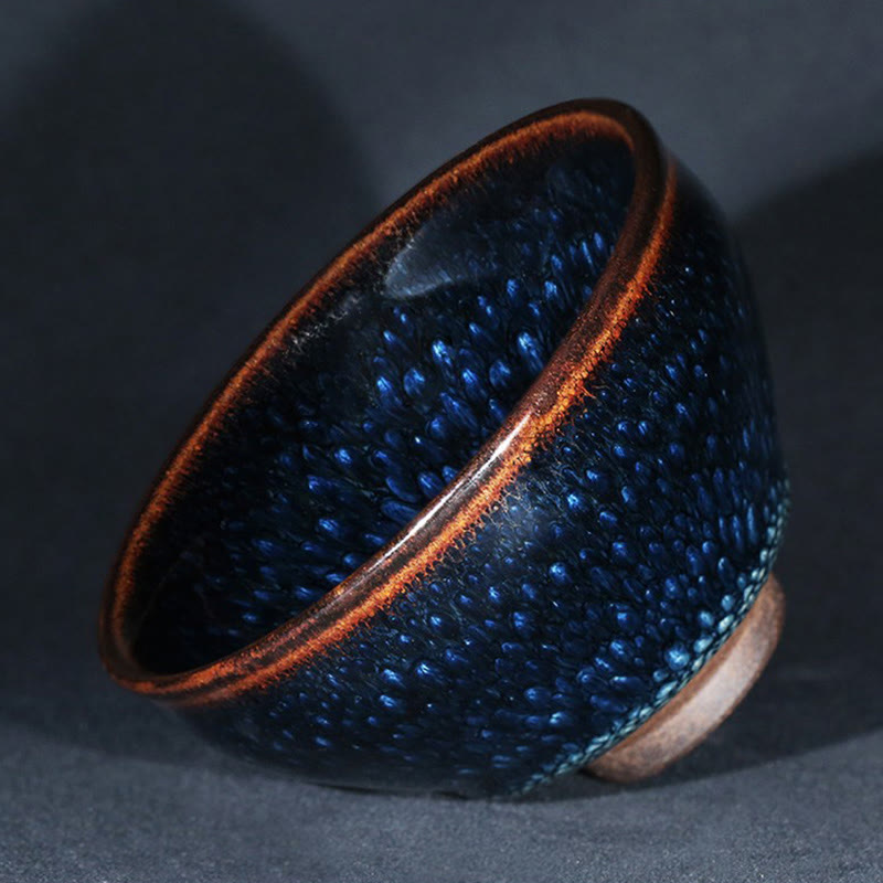 Handmade Blue Francolinus Spot Jianzhan Ceramic Tea Cup 110ml