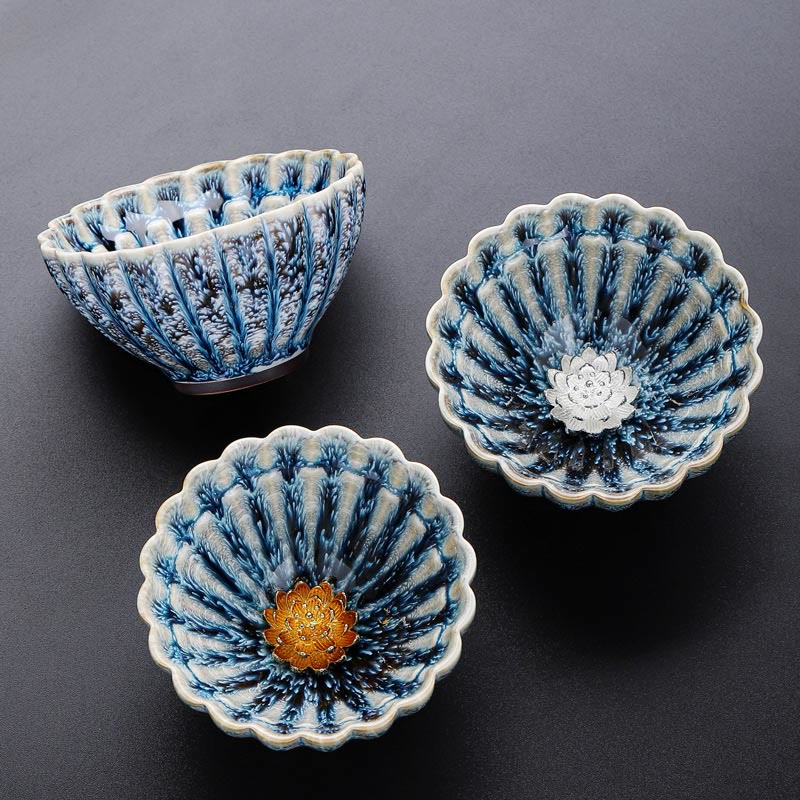 Handmade Chinese Lotus Jian Zhan Ceramic Tea Cup 80ml