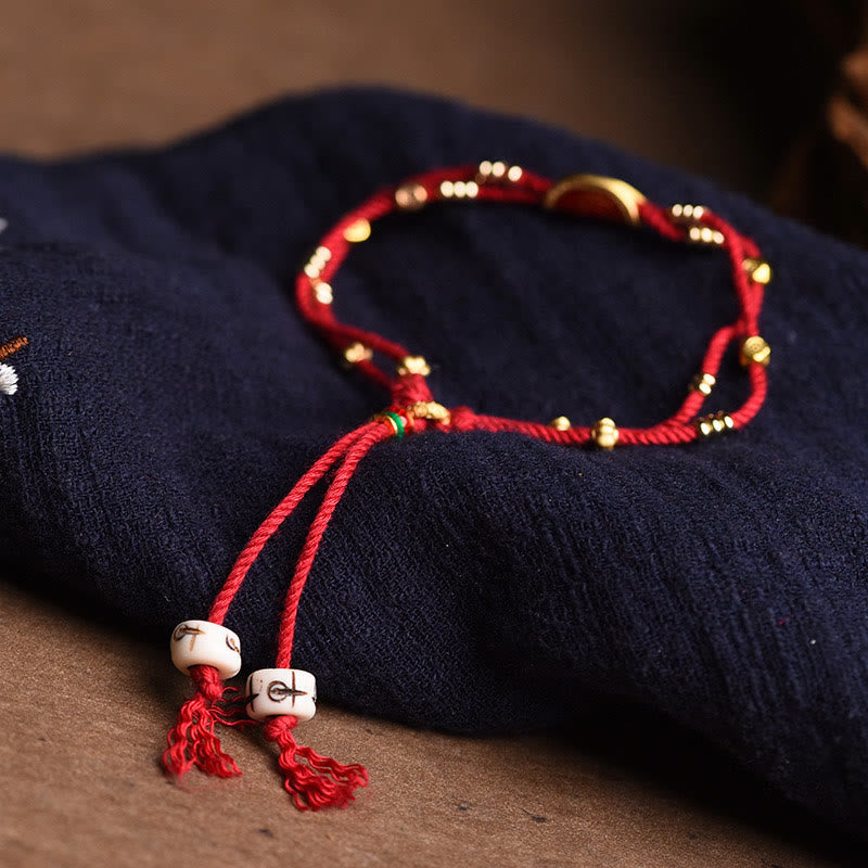 Handmade Cinnabar Luck Bracelet | Red Rope 15-20cm