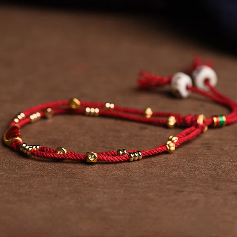 Handmade Cinnabar Luck Bracelet | Red Rope 15-20cm