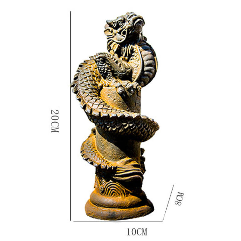 Handmade Iron Powder Resin Flying Dragon Statue 20cm