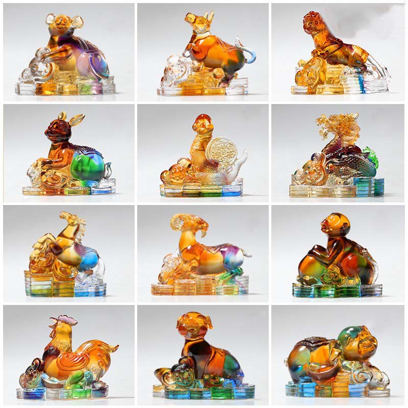 Handmade Liuli Crystal Chinese Dragon Figurine for Protection & Prosperity