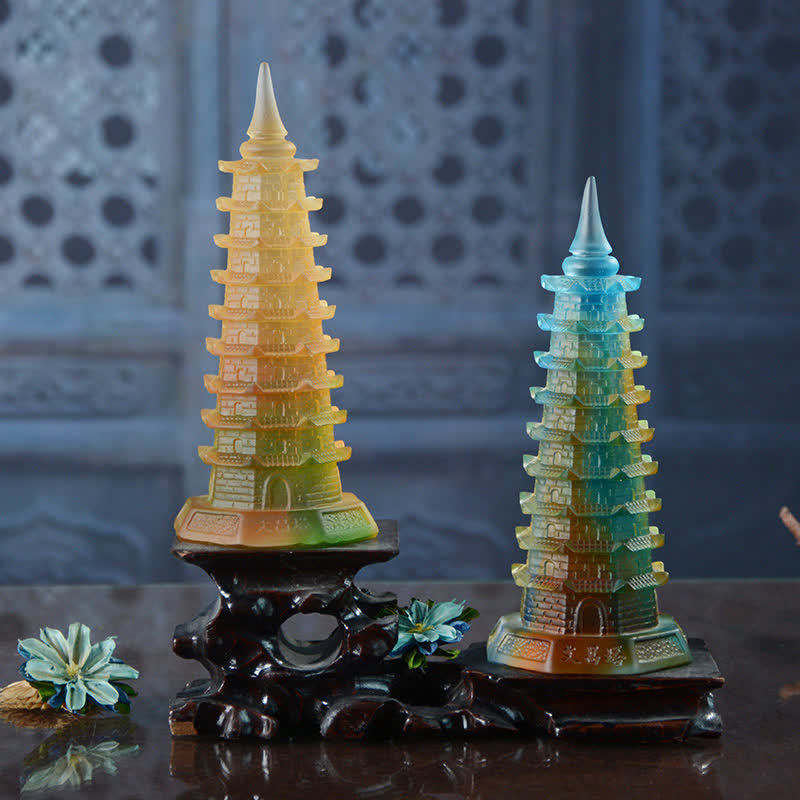 Handmade Liuli Crystal Feng Shui Pagoda Tower Small