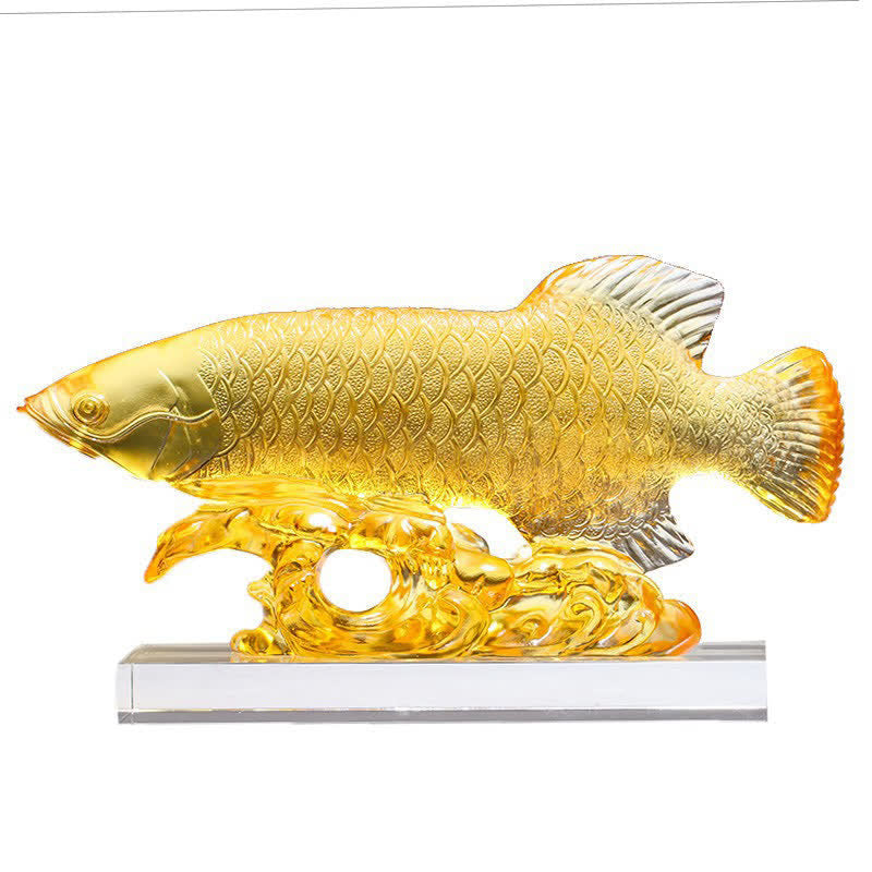 Handmade Liuli Crystal Koi Fish Feng Shui Decor