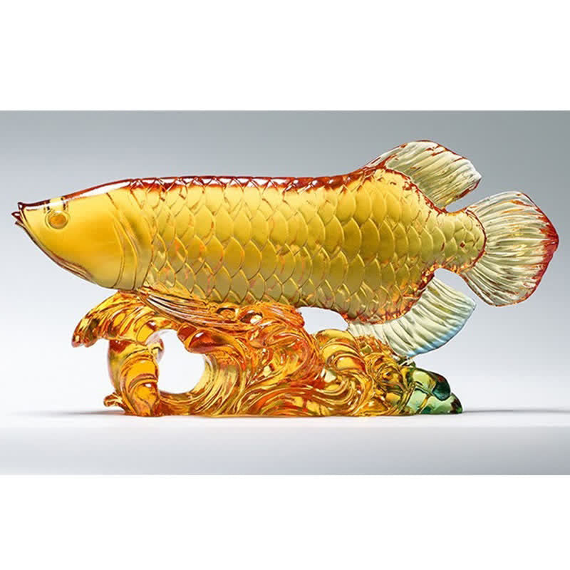 Handmade Liuli Crystal Koi Fish Feng Shui Decor
