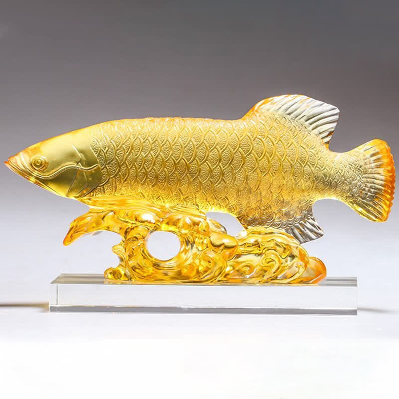 Handmade Liuli Crystal Koi Fish Feng Shui Decor