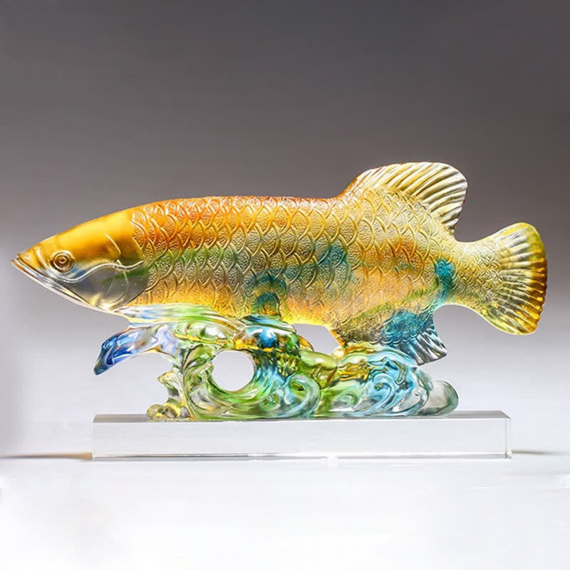 Handmade Liuli Crystal Koi Fish Feng Shui Decor