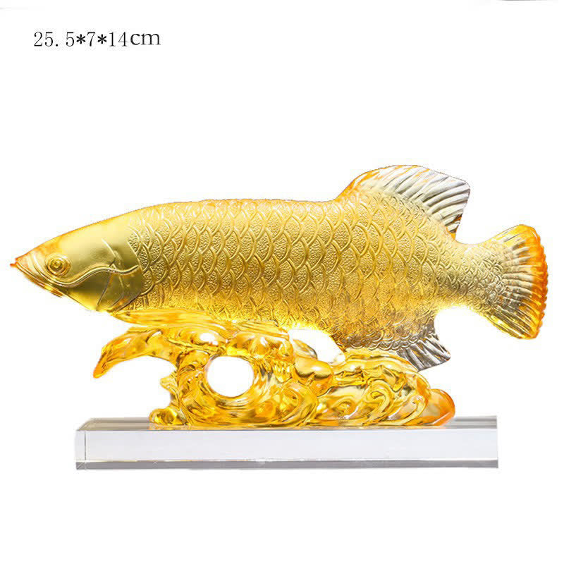 Handmade Liuli Crystal Koi Fish Feng Shui Decor