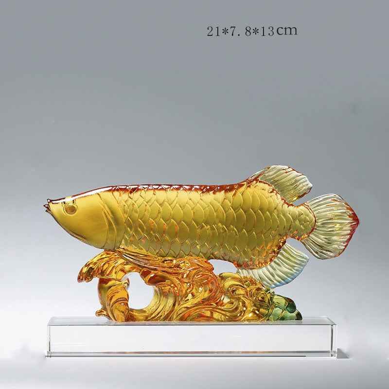 Handmade Liuli Crystal Koi Fish Feng Shui Decor