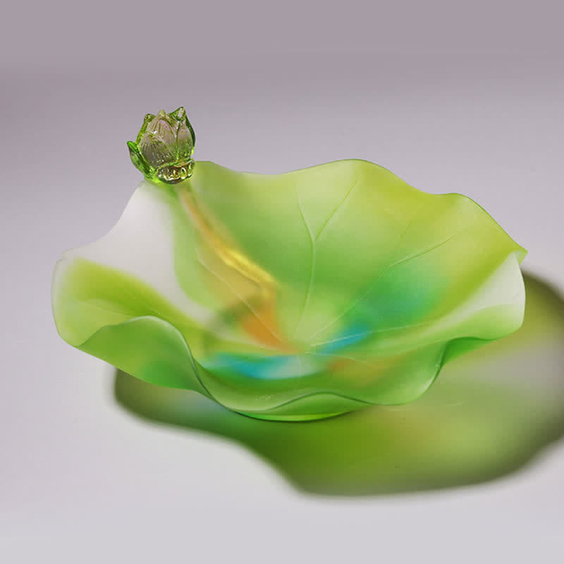 Handmade Liuli Feng Shui Lotus Crystal Art Piece