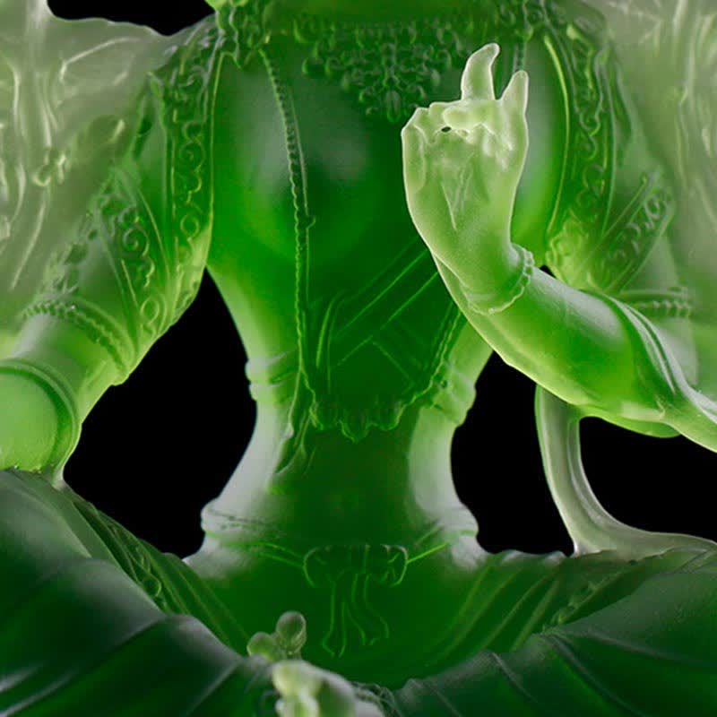 Handmade Liuli Green Tara Buddha Statue | Protection Decor