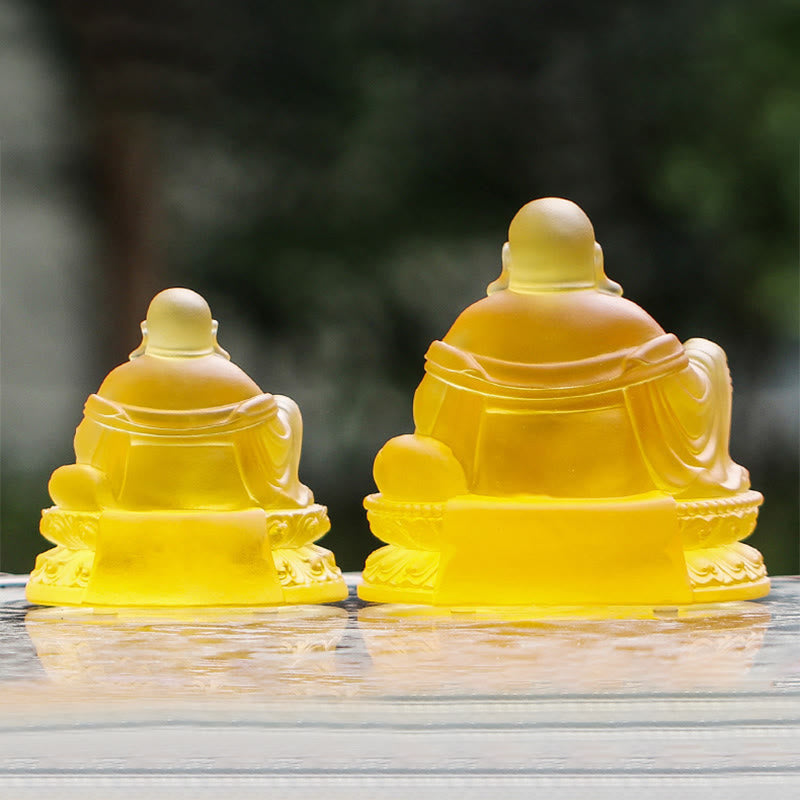 Handmade Liuli Laughing Buddha Statue for Wealth & Luck
