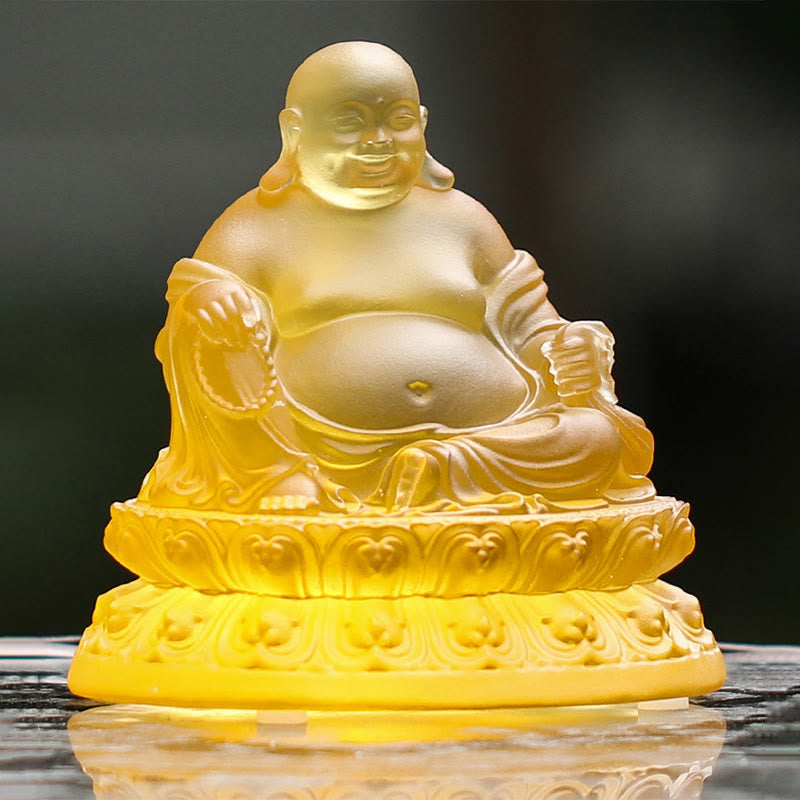 Handmade Liuli Laughing Buddha Statue for Wealth & Luck