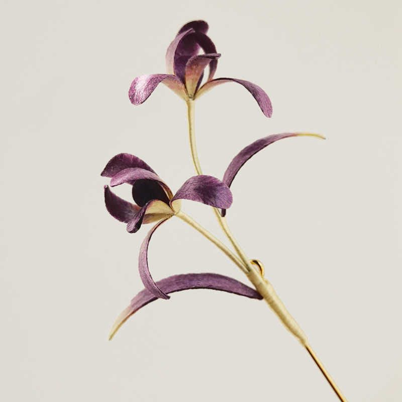 Handmade Mulberry Silk Orchid Flower Brooch for Spiritual Elegance