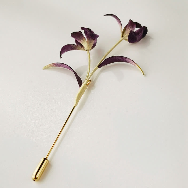 Handmade Mulberry Silk Orchid Flower Brooch for Spiritual Elegance