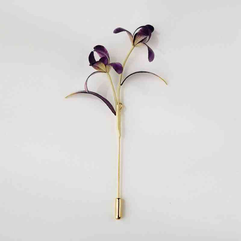 Handmade Mulberry Silk Orchid Flower Brooch for Spiritual Elegance