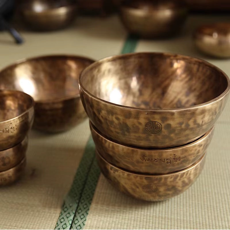 Hammered copper singing bowls with metallic bronze finish for meditation by Handmade Nepal