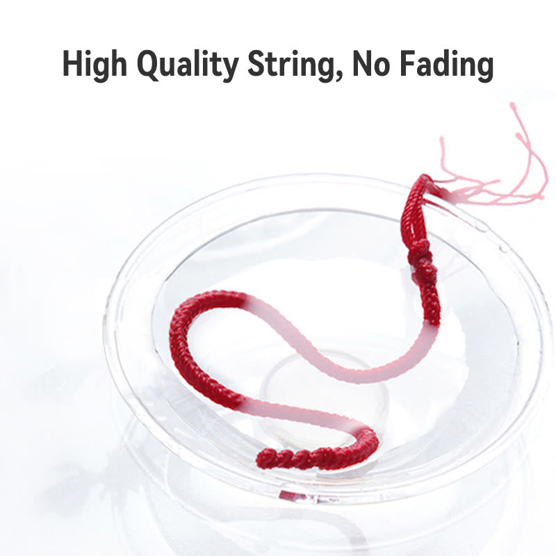 Handmade Red String Bracelet with 999 Gold Beads and King Kong Knot for Protection